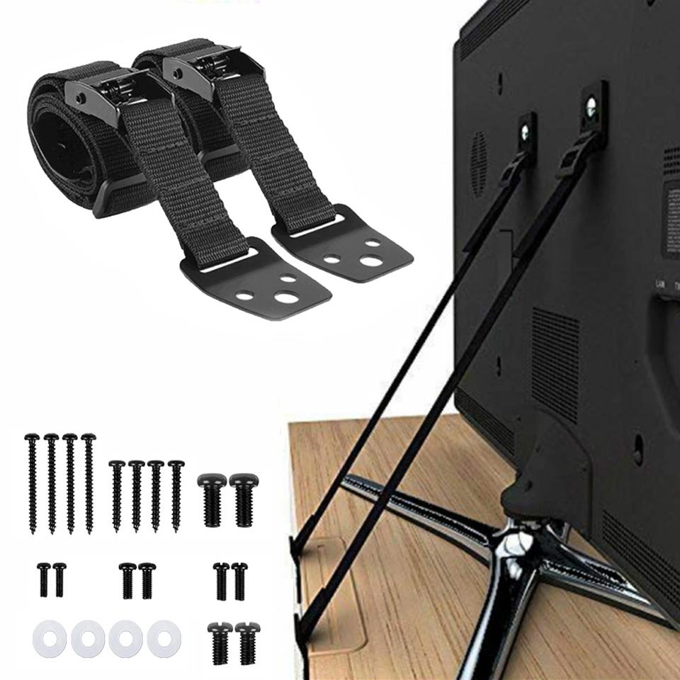 Furniture Hardware Manufacturer - 2er-Pack verstellbare TV-Sicherheitsgurte, selbstklebende Anti-Kipp-Möbelankern ohne
